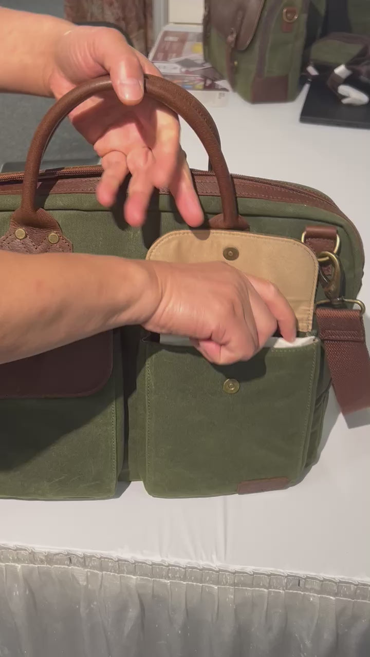 16" Waxed Canvas Laptop Messenger Bag | Maxwell Top-Zip Collection Video