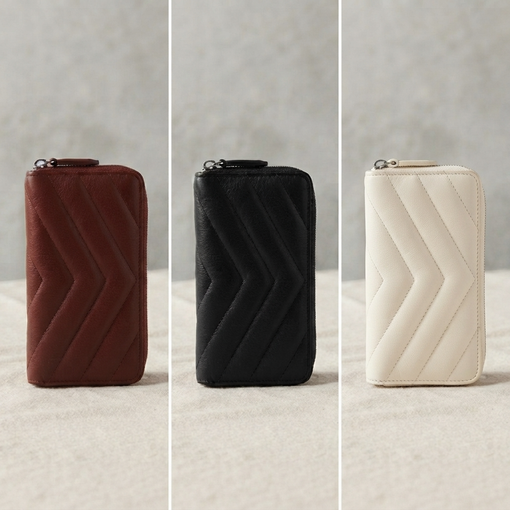 Premium New Zealand Lambskin Leather Small RFID Zip-Around Wallet
