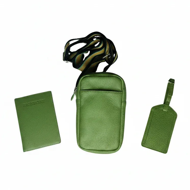 Sophia Travel Essentials - Passport Wallet, Luggage Tag & Crossbody Set - MiamiLeathers.com